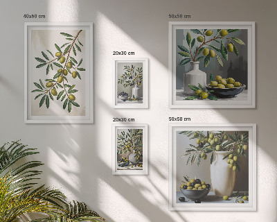Modernes wandbilder-set Olivfarbene Akzente in einem rustikalen Interieur