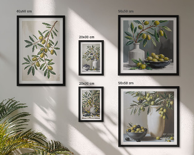 Modernes wandbilder-set Olivfarbene Akzente in einem rustikalen Interieur