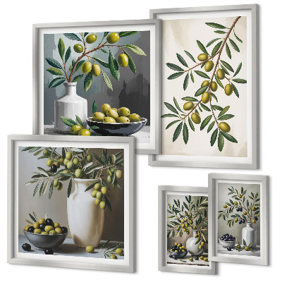 Modernes wandbilder-set Olivfarbene Akzente in einem rustikalen Interieur