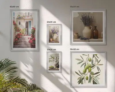 Bilderset fürs Sofa mit floralen Motiven von Blumen und Früchten