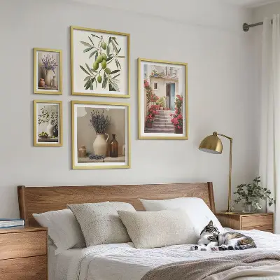 Bilderset fürs Sofa mit floralen Motiven von Blumen und Früchten