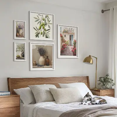 Bilderset fürs Sofa mit floralen Motiven von Blumen und Früchten