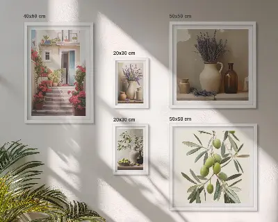 Bilderset fürs Sofa mit floralen Motiven von Blumen und Früchten