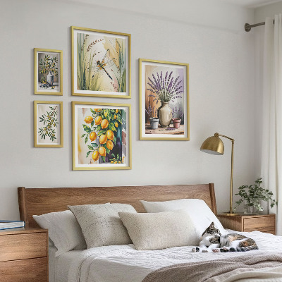 Bilderset fürs sofa Rustikaler Blumen-Zitronen-Oliven-Stil