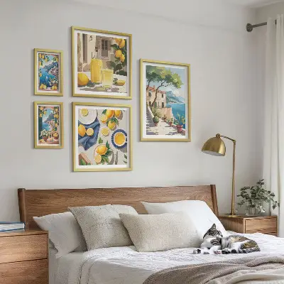 Bildergalerie-Set für die Wand mit Motiv Zitronen und malerischem Ausblick