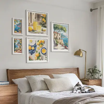 Bildergalerie-Set für die Wand mit Motiv Zitronen und malerischem Ausblick