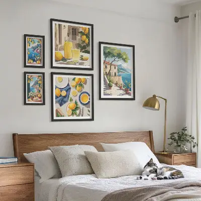 Bildergalerie-Set für die Wand mit Motiv Zitronen und malerischem Ausblick