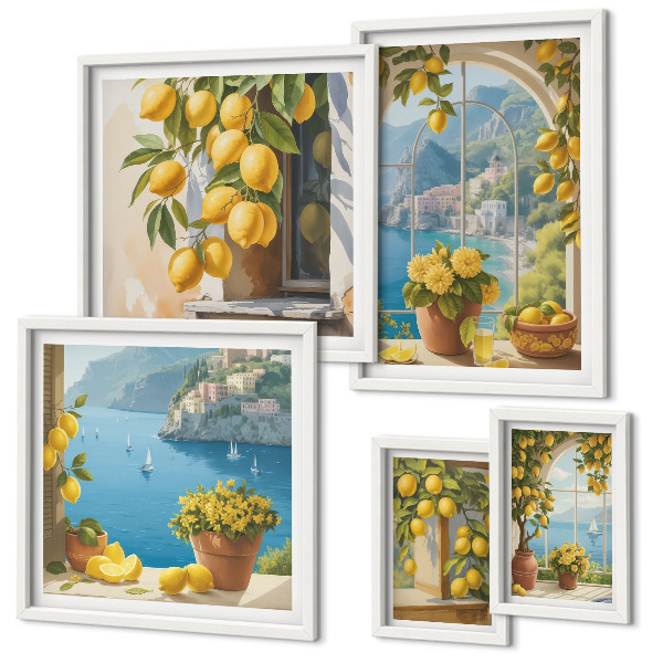 Modernes wandbilder-set Zitronenakzente Provence Meer
