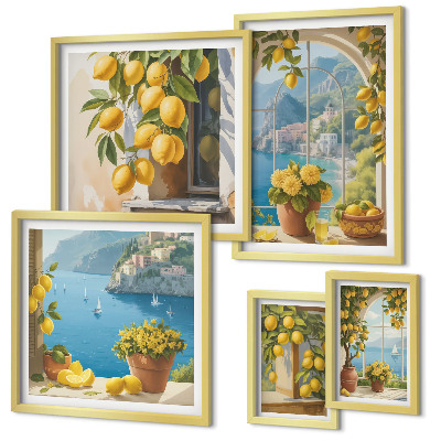 Modernes wandbilder-set Zitronenakzente Provence Meer