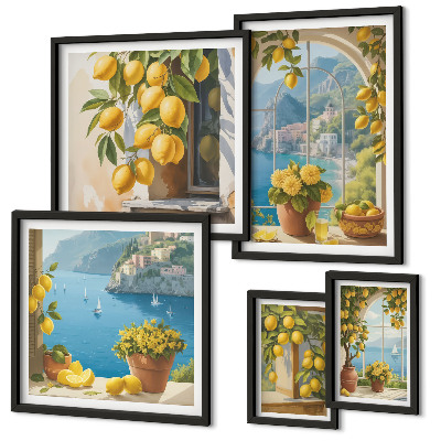 Modernes wandbilder-set Zitronenakzente Provence Meer