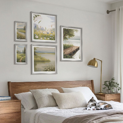 Bildergalerie-set für die wand Friedliche Landschaften mit einer Wiesenbrücke