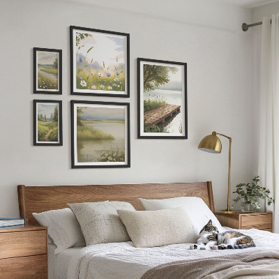 Bildergalerie-set für die wand Friedliche Landschaften mit einer Wiesenbrücke