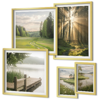 Modernes wandbilder-set Waldlandschaften Sonne Wasser