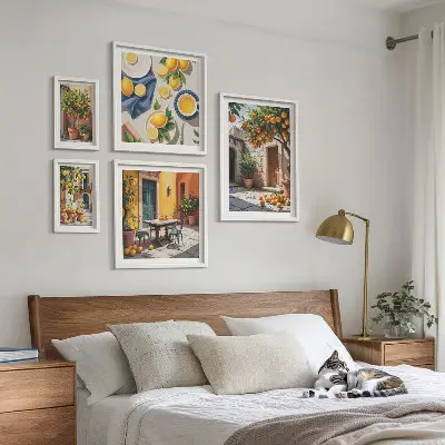 Modernes Wandbilder-Set mit Zitrusfrüchten in Gärten