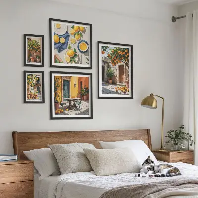 Modernes Wandbilder-Set mit Zitrusfrüchten in Gärten