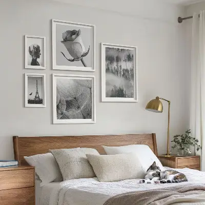 Bilderset fürs Sofa mit Schwarz-Weiß-Motiven von Natur und Stadt