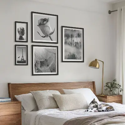 Bilderset fürs Sofa mit Schwarz-Weiß-Motiven von Natur und Stadt
