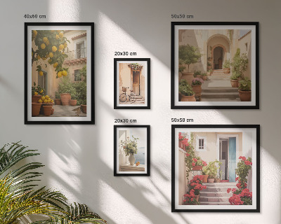 Modernes wandbilder-set Straßen, Blumen, Zitrusfrüchte, Provence