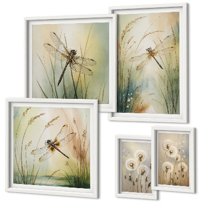 Modernes wandbilder-set Boho-Naturmotive mit Libellen