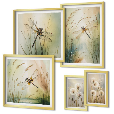 Modernes wandbilder-set Boho-Naturmotive mit Libellen