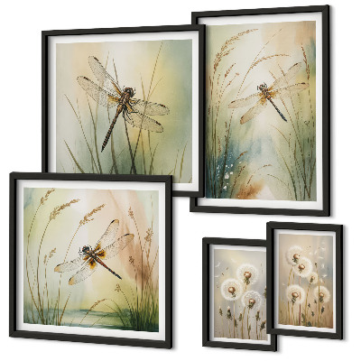 Modernes wandbilder-set Boho-Naturmotive mit Libellen