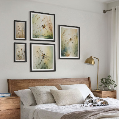 Modernes wandbilder-set Boho-Naturmotive mit Libellen