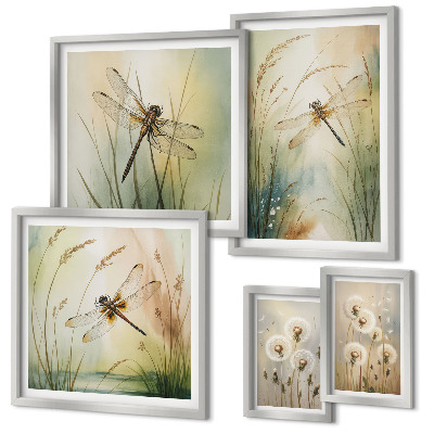 Modernes wandbilder-set Boho-Naturmotive mit Libellen