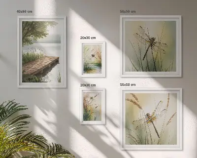 Bilderset Friedliche Libellenlandschaften fürs Sofa