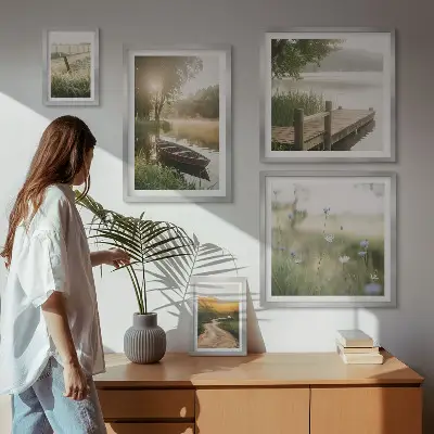 Bildergalerie-Set für die Wand mit ruhigen Landschaften in grünem Wasser
