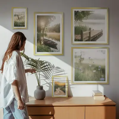 Bildergalerie-Set für die Wand mit ruhigen Landschaften in grünem Wasser