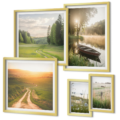 Modernes wandbilder-set Landschaften aus Wasser und Grün