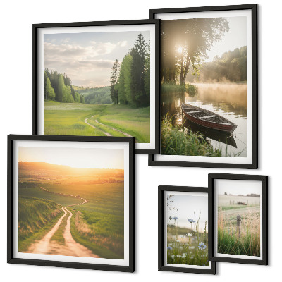 Modernes wandbilder-set Landschaften aus Wasser und Grün