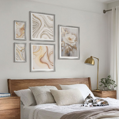 Bilderset fürs sofa Abstrakte Eleganz mit floralen Motiven