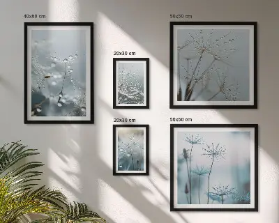 Modernes Wandbilderset mit Pflanzenmotiven und Wassertropfen