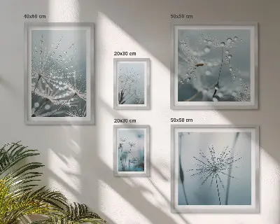 Bilderset fürs Sofa mit Motiv Wassertropfen auf Pflanzen