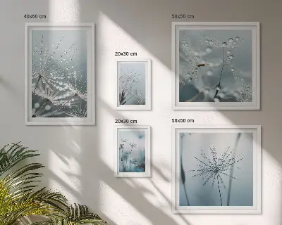 Bilderset fürs Sofa mit Motiv Wassertropfen auf Pflanzen