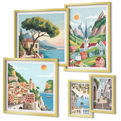 Bildergalerie-set für die wand Bezaubernde Berge und Städte