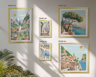 Bildergalerie-set für die wand Bezaubernde Berge und Städte