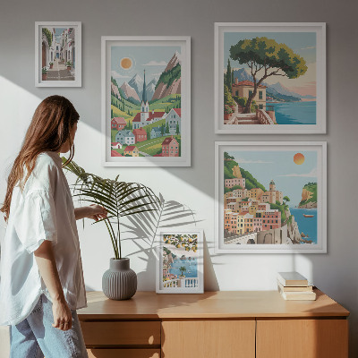 Bildergalerie-set für die wand Bezaubernde Berge und Städte