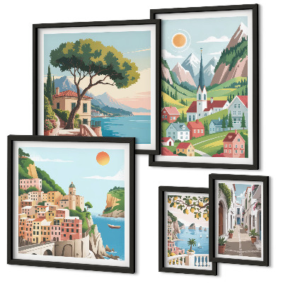 Bildergalerie-set für die wand Bezaubernde Berge und Städte
