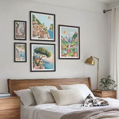 Bildergalerie-set für die wand Bezaubernde Berge und Städte