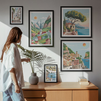 Bildergalerie-set für die wand Bezaubernde Berge und Städte
