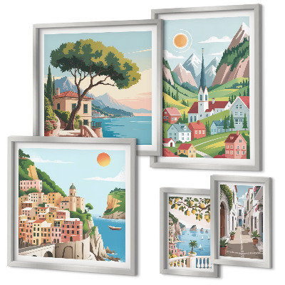 Bildergalerie-set für die wand Bezaubernde Berge und Städte