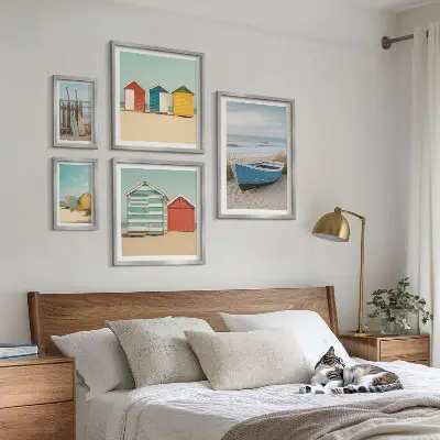 Bildergalerie-Set für die Wand mit Motiven von Meerblick, Häusern und Booten