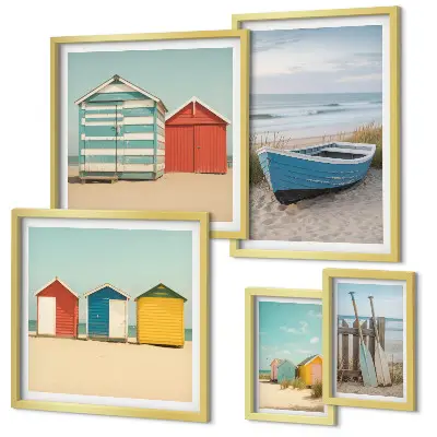 Bildergalerie-Set für die Wand mit Motiven von Meerblick, Häusern und Booten