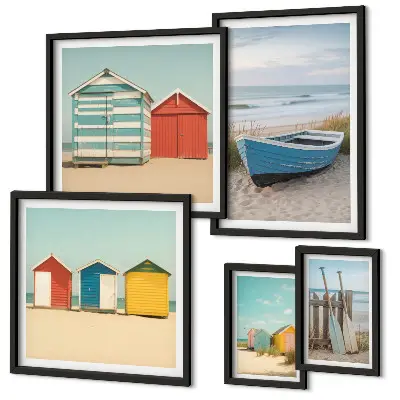 Bildergalerie-Set für die Wand mit Motiven von Meerblick, Häusern und Booten