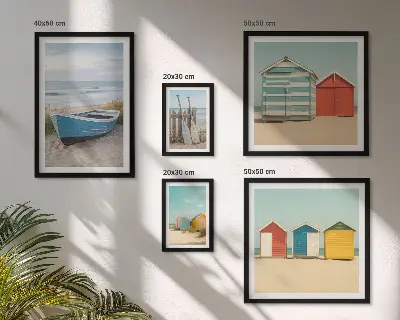 Bildergalerie-Set für die Wand mit Motiven von Meerblick, Häusern und Booten