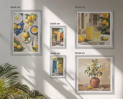 Bilderset fürs Sofa mit mediterranen Zitronenmotiven