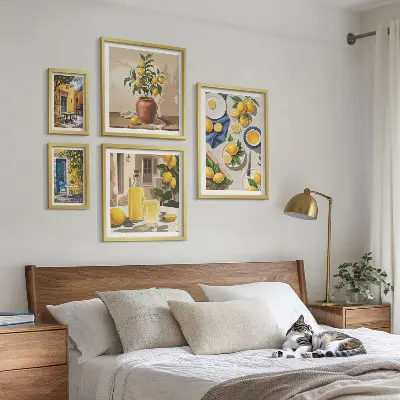 Bilderset fürs Sofa mit mediterranen Zitronenmotiven