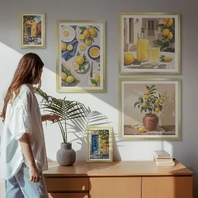 Bilderset fürs Sofa mit mediterranen Zitronenmotiven
